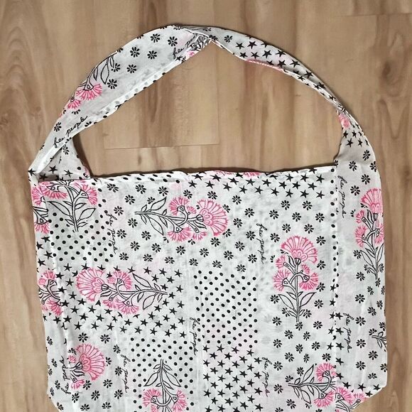 Free People Floral Shoulder Tote Mesh Bag Lightweight Stars Polka Dot Reusable - Picture 4 of 6